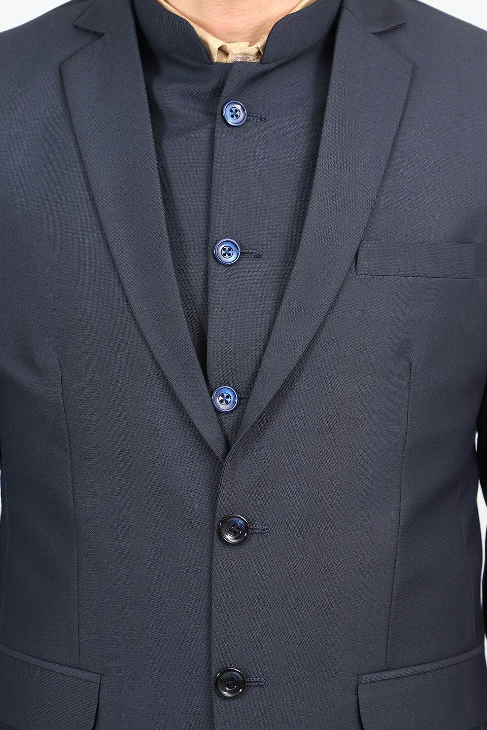 Polyester Cotton Blue 1 Three Piece Suit