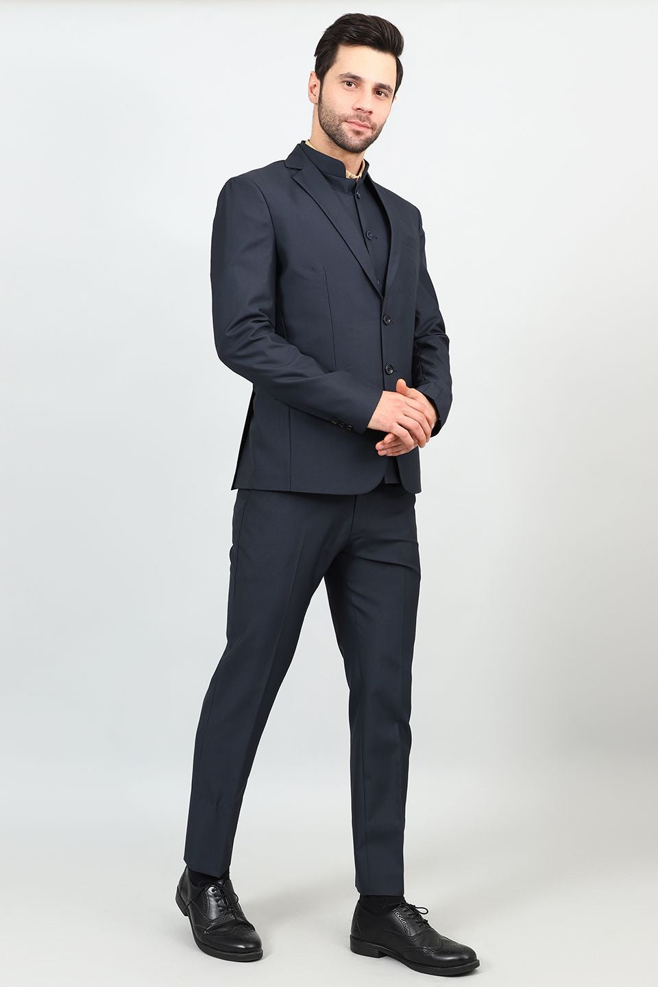 Polyester Cotton Blue 1 Three Piece Suit