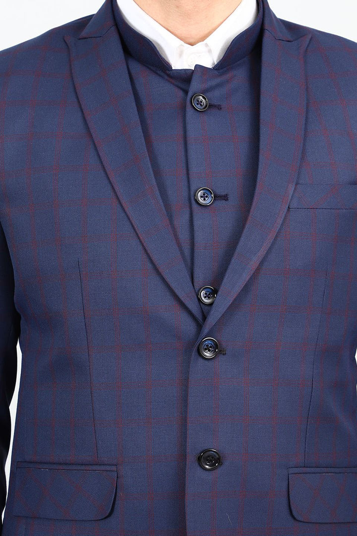 Poly Viscose Blue Three Piece Suit
