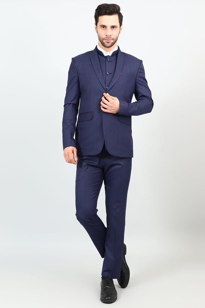 Poly Viscose Blue Three Piece Suit