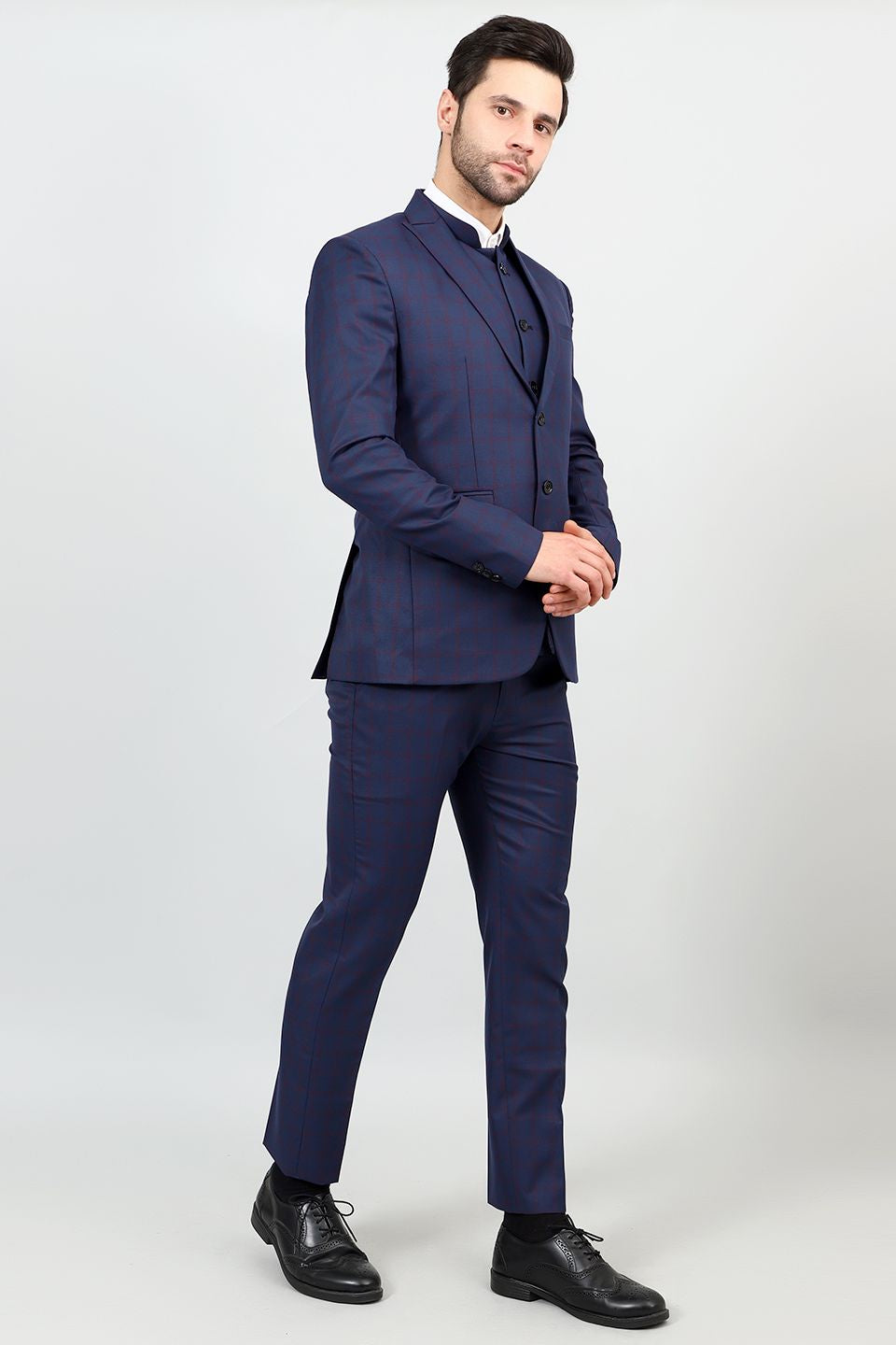 Poly Viscose Blue Three Piece Suit