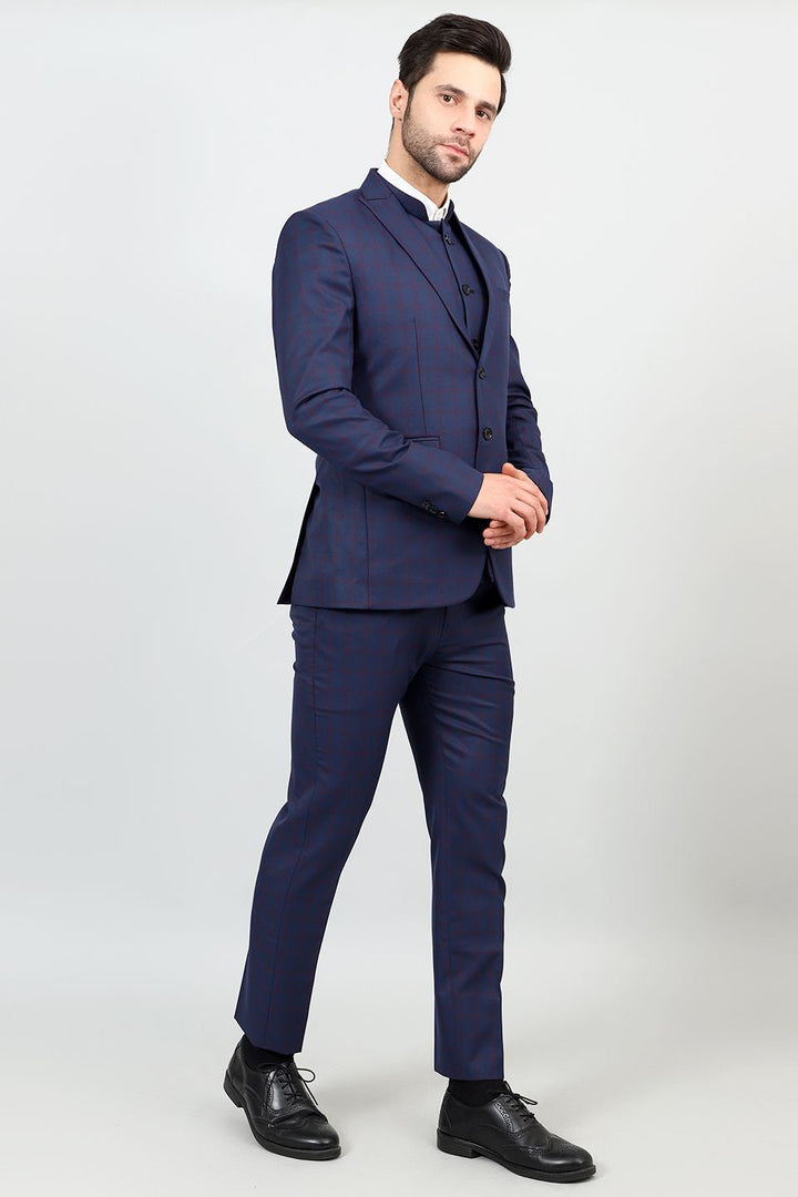 Poly Viscose Blue Three Piece Suit
