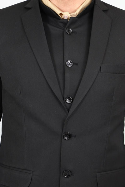 Poly Viscose Black Three Piece Suit