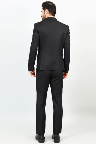 Poly Viscose Black Three Piece Suit
