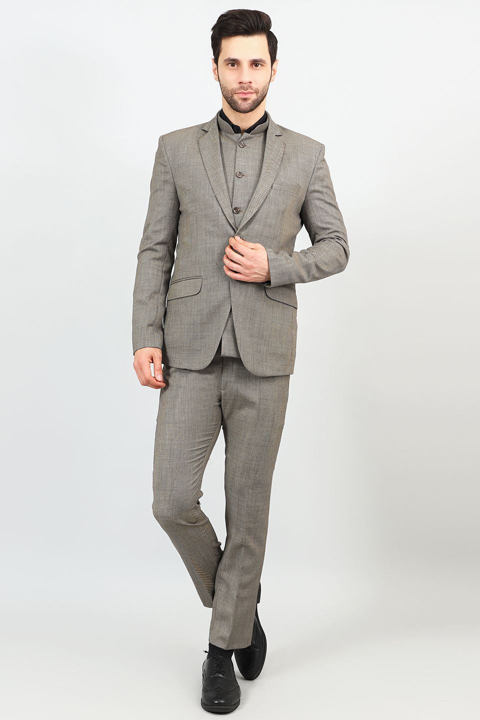Poly Viscose Grey Three Piece Suit