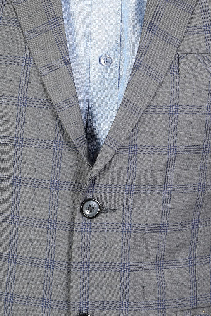 Poly Wool Checkered Grey Blazer