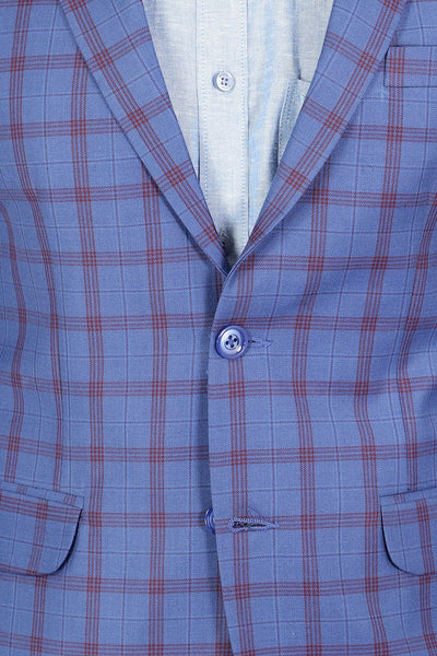Poly Wool Checkered Blue Blazer