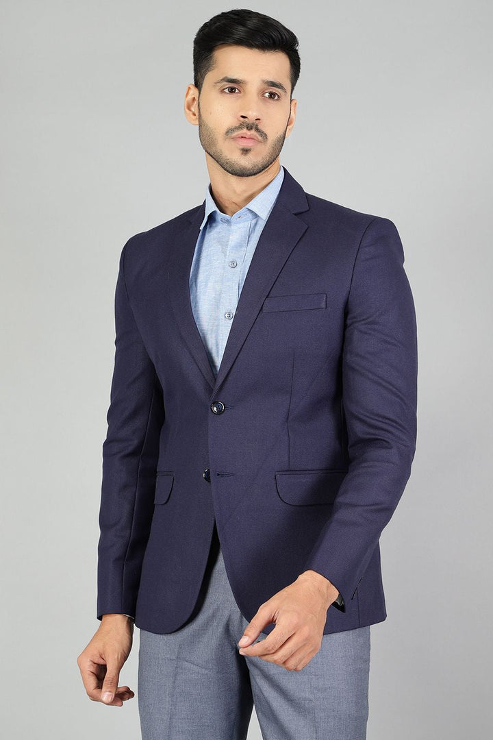 Polyester Cotton Plain Blue Blazer