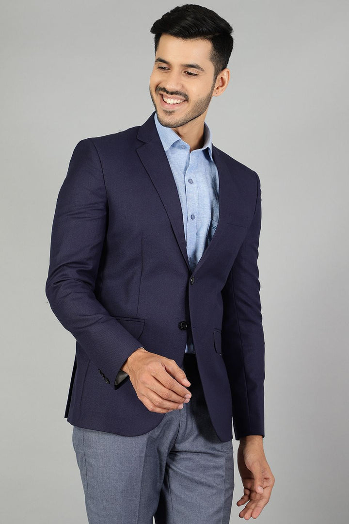 Polyester Cotton Plain Blue Blazer