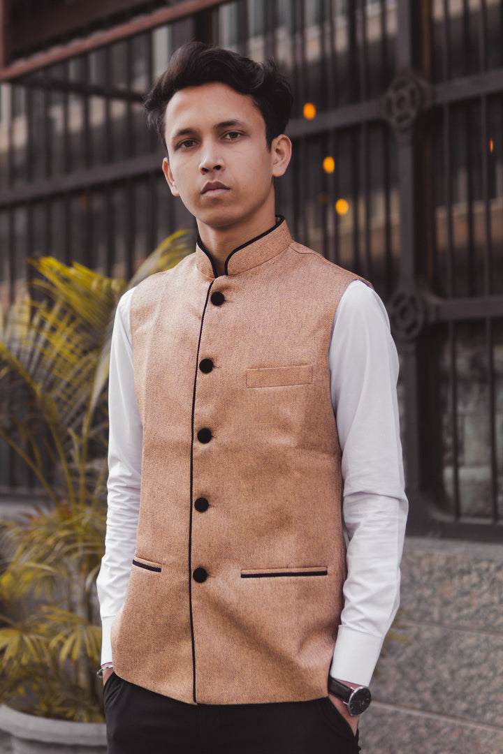 Rayon Orange Modi Nehru Jacket