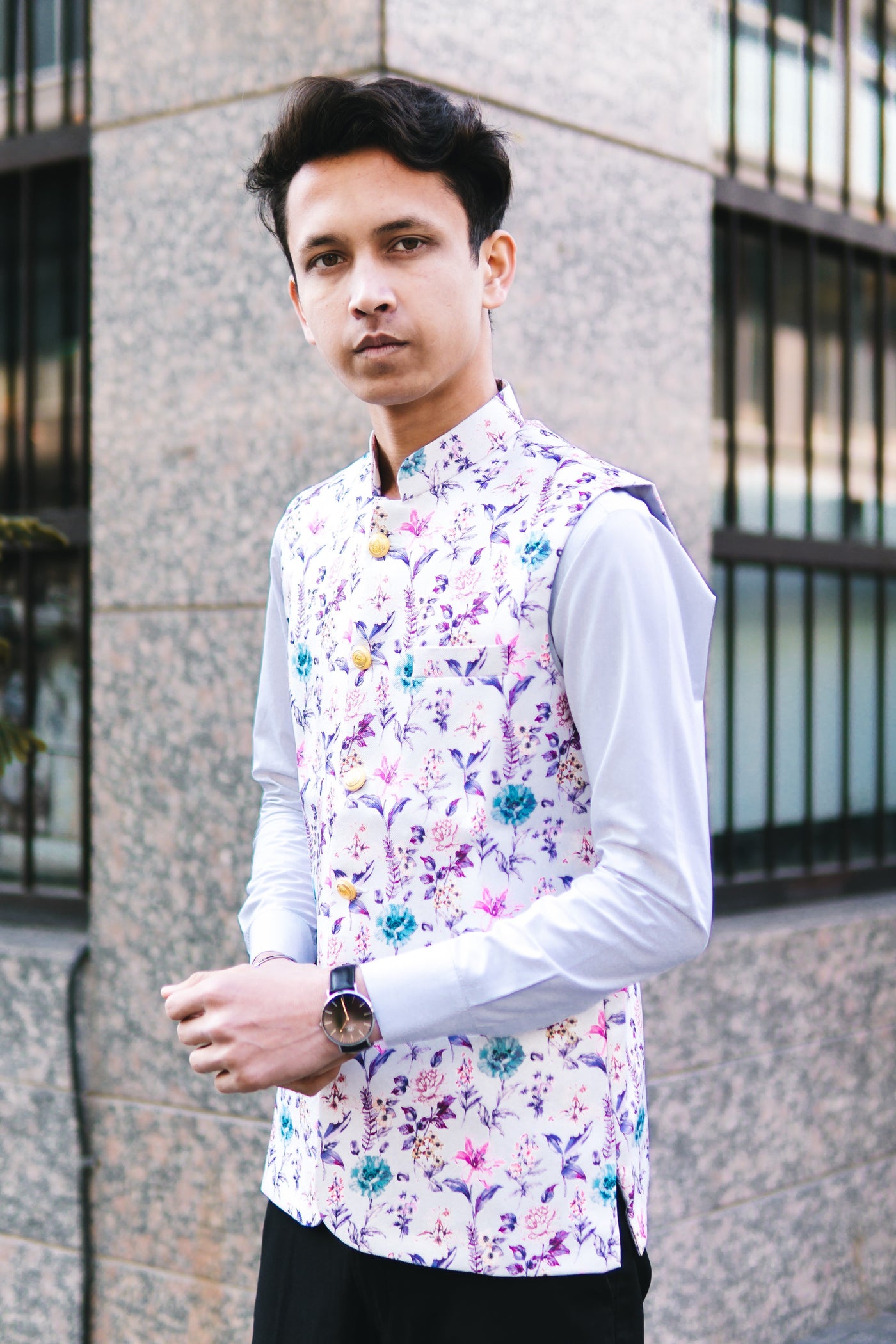 Rayon Fabric MulticolouRed Modi Nehru Jacket