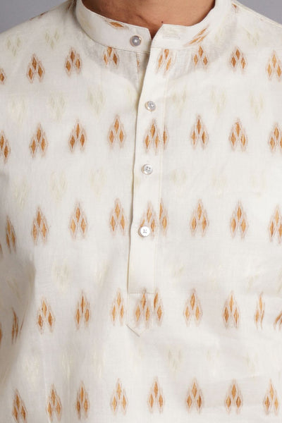Cotton White Printed Kurta Pajama