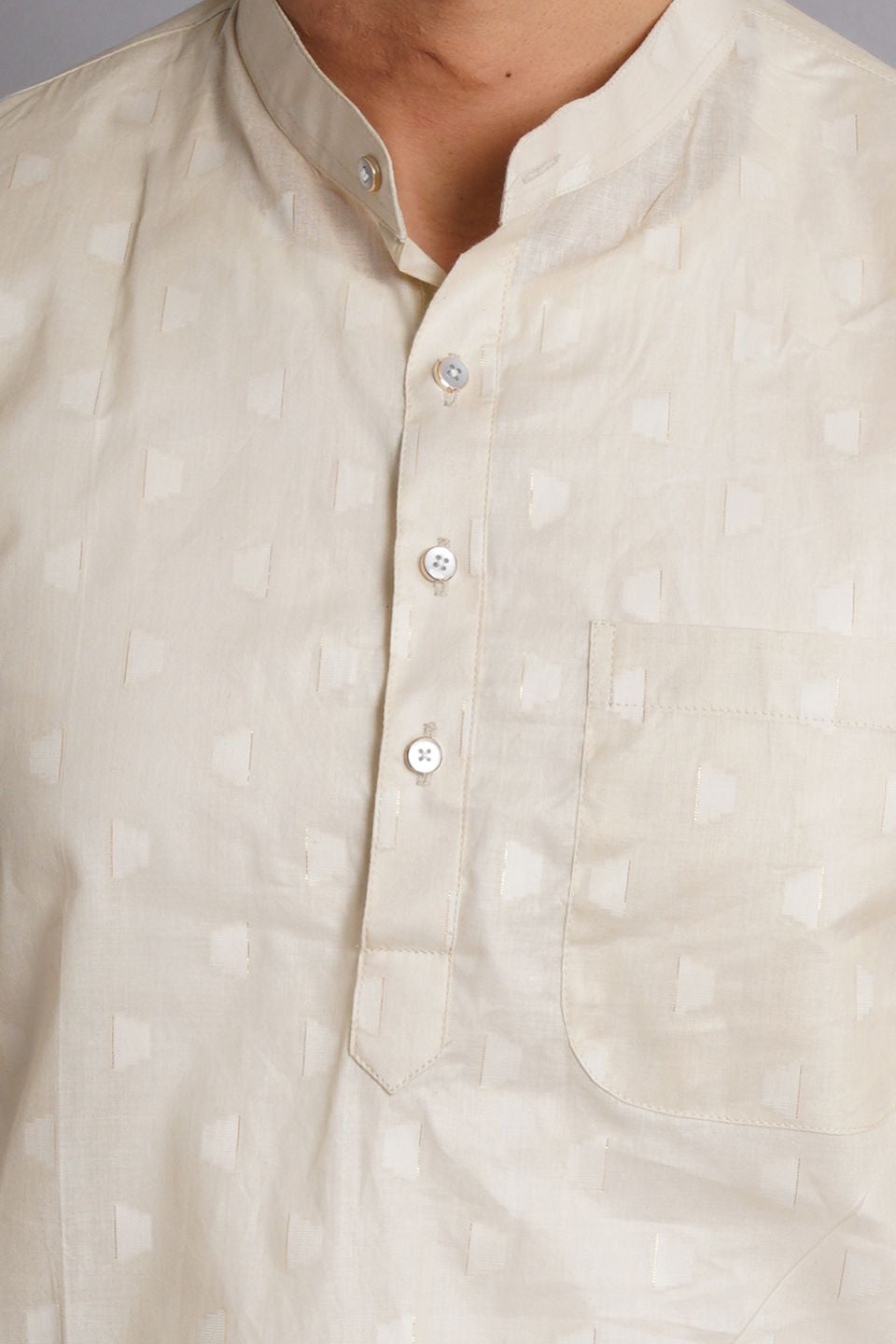 Cotton Cream Printed Kurta Pajama
