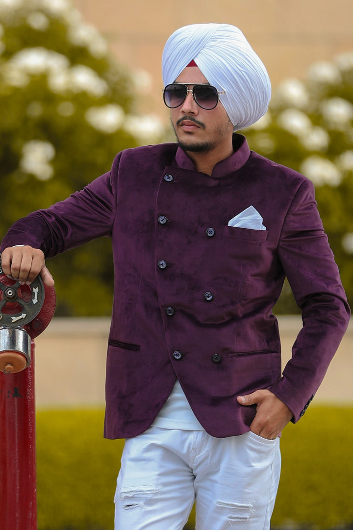 Dust Free Velvet Red Bandhgala