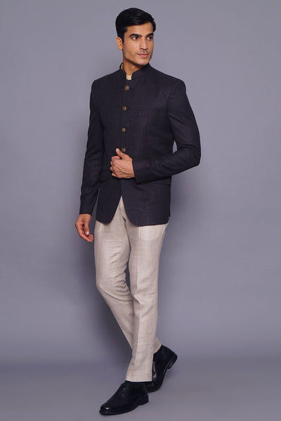 Wintage Men's Wool Casual and Festive Bandhgala Blazer : Grey