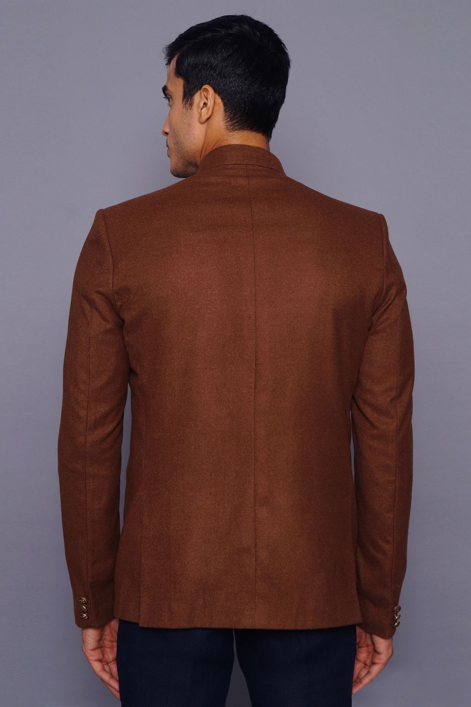 Wintage Men's Wool Casual and Festive Bandhgala Blazer : Brown 1
