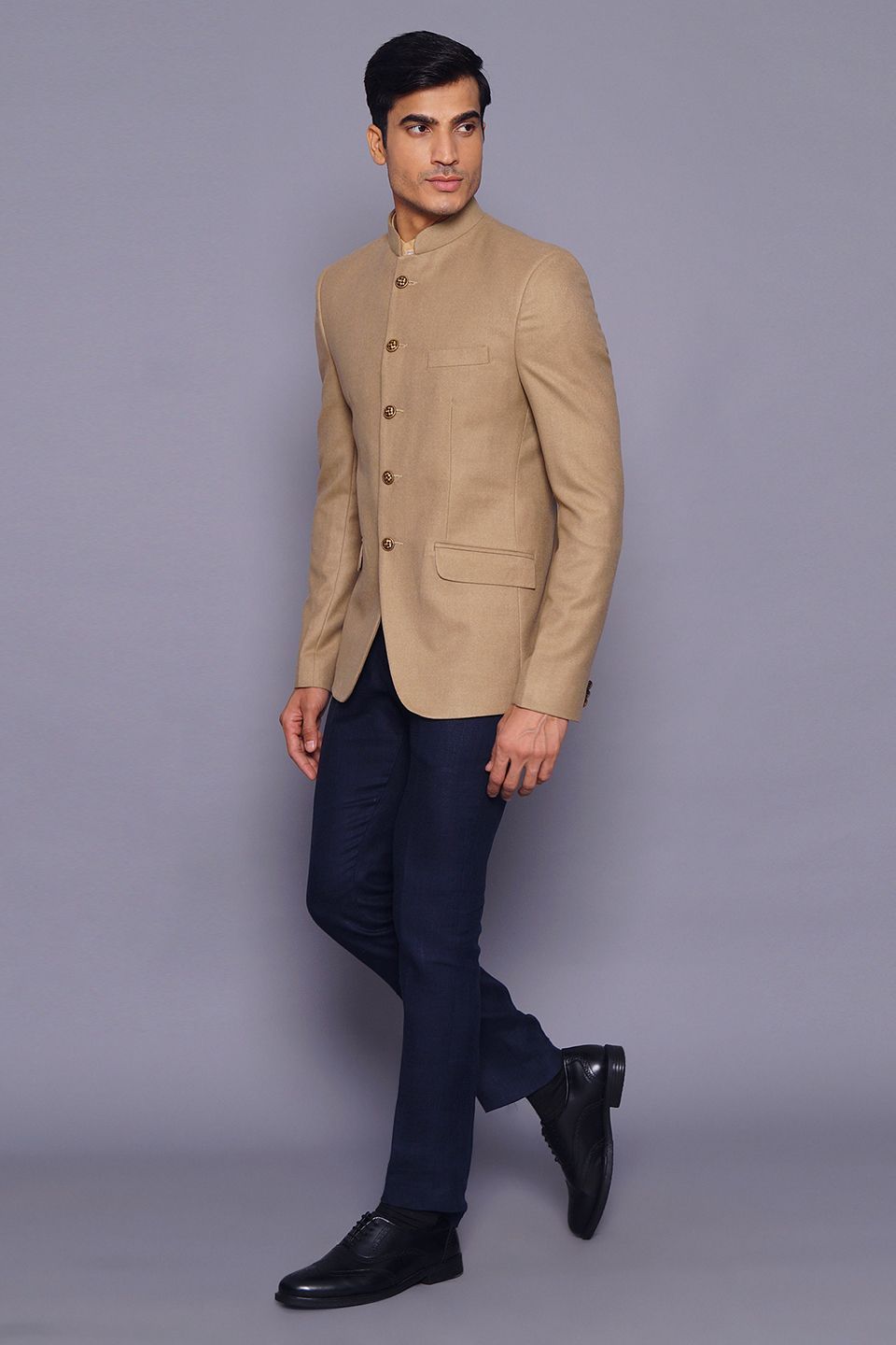 Wintage Men's Wool Casual and Festive Bandhgala Blazer : Beige