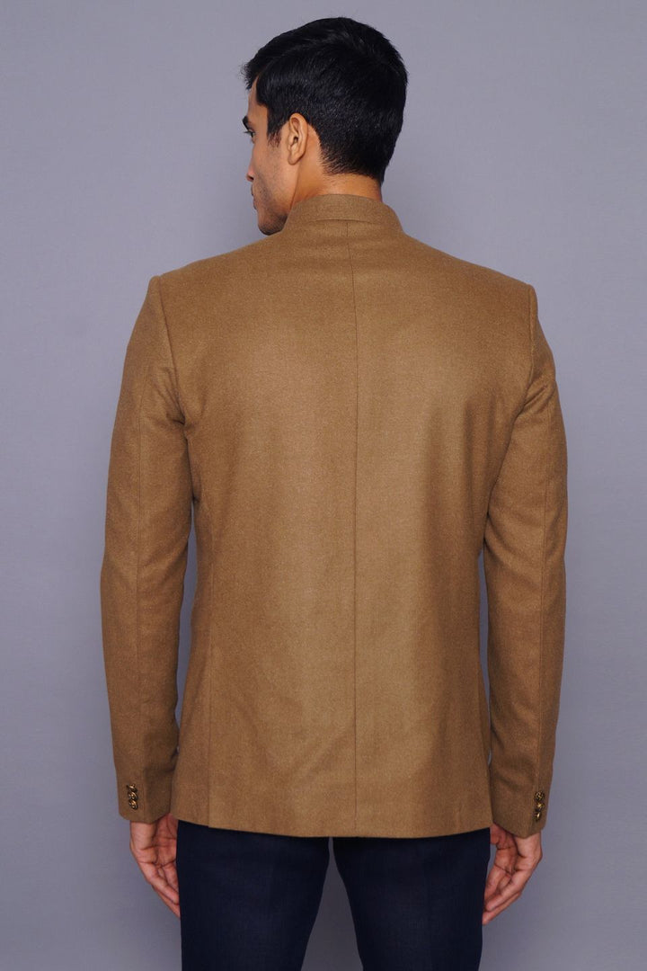 Wintage Men's Wool Casual and Festive Bandhgala Blazer : Brown