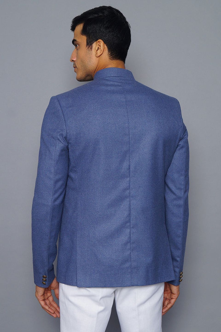 Wintage Men's Wool Casual and Festive Bandhgala Blazer : Sky Blue 