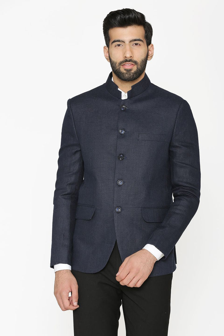 100% Linen Blue Blazer Coat Jacket