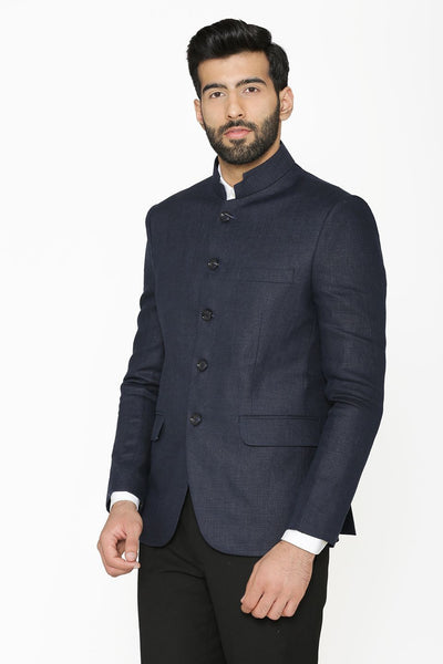 100% Linen Blue Blazer Coat Jacket