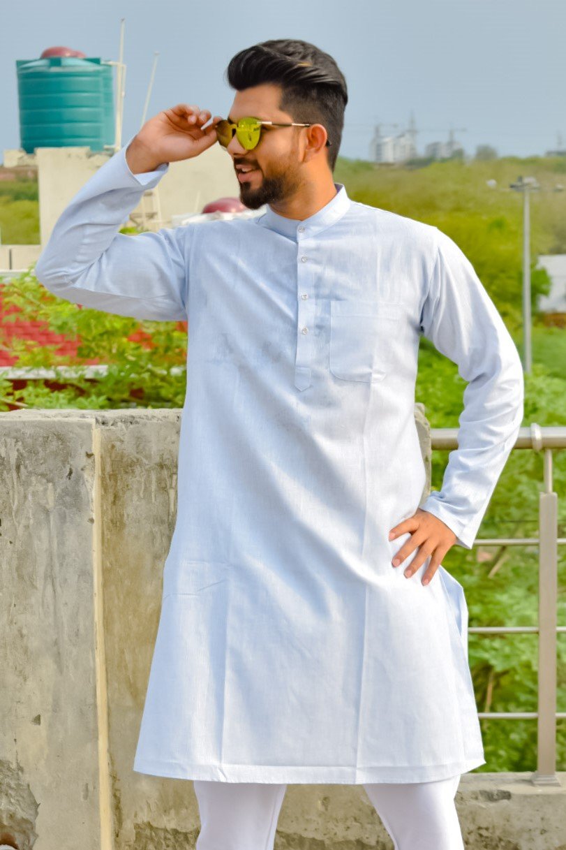 Cotton Rich Blue Kurta Pyjama