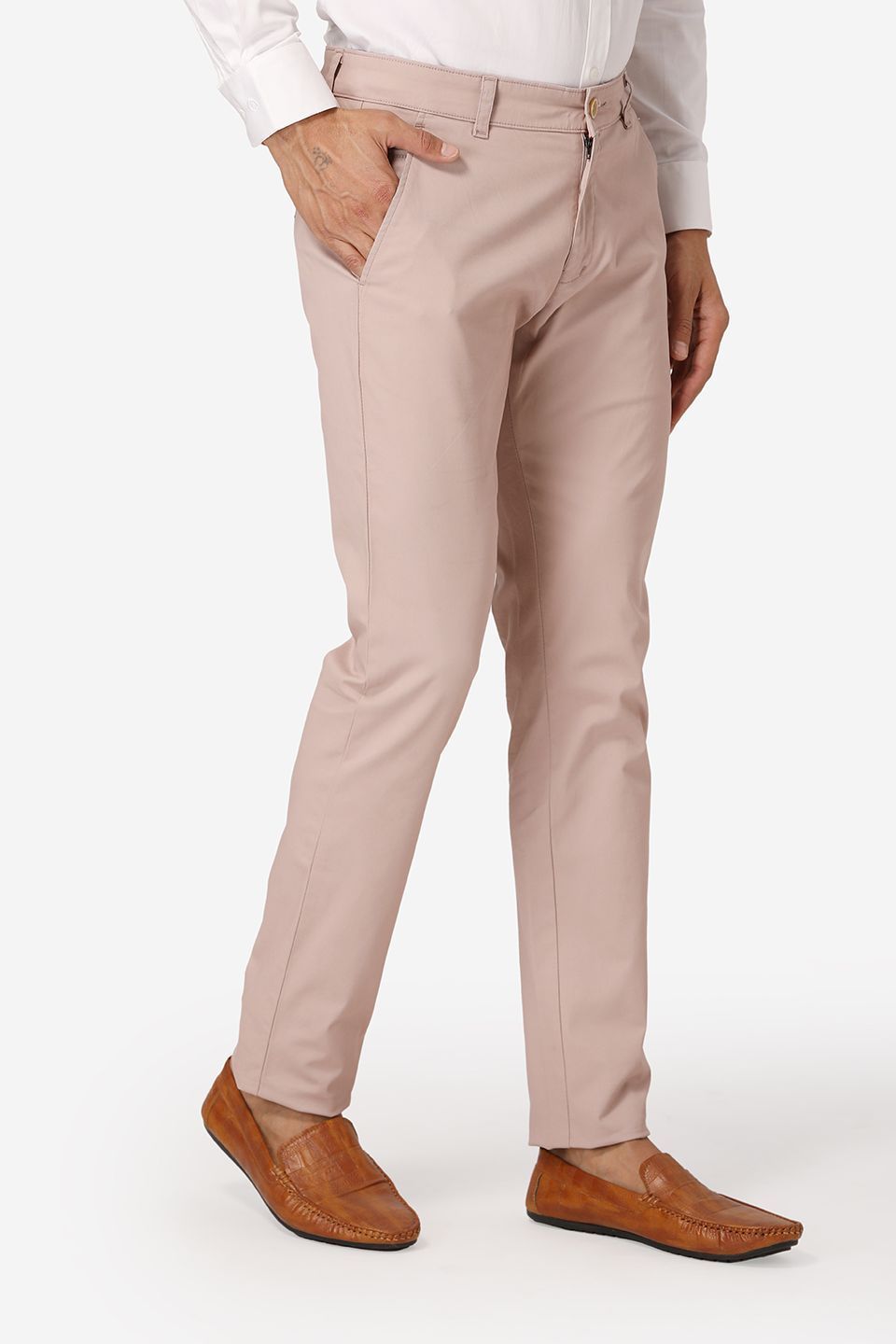Wintage Men's Beige Regular Fit Chinos 100% Cotton Twill Stretch Trousers