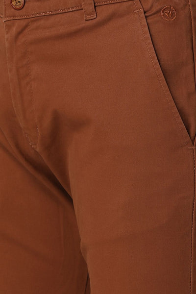 Wintage Men's Brown Regular Fit Chinos 100% Cotton Twill Stretch Trousers
