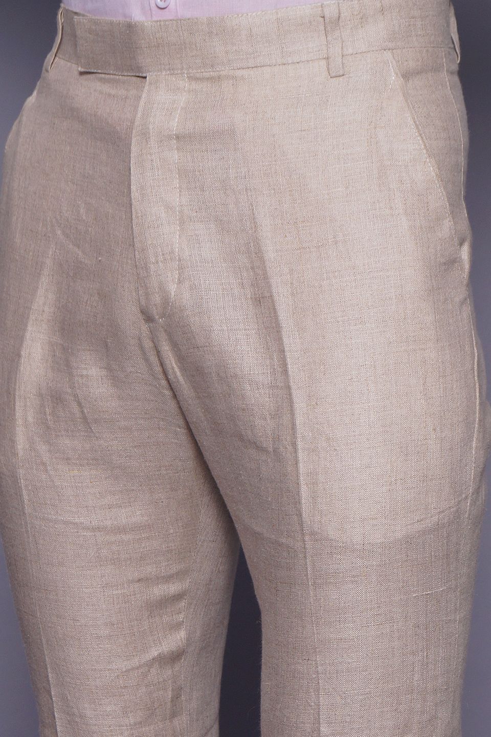 Wintage Men's Cream Regular Fit Pant 100% Linen 