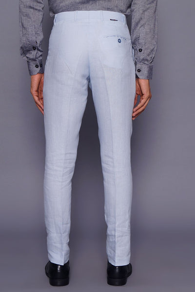 Wintage Men's Sky Blue Regular Fit Pant 100% Linen 