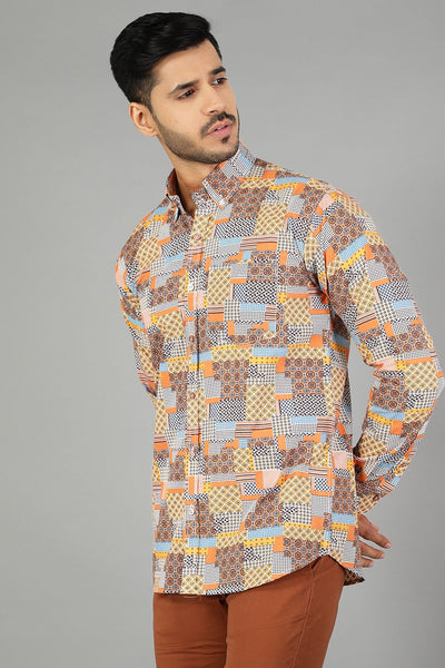 100% Premium Cotton Multicolored Printed Shirt