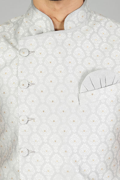 Banarasi Rayon Cotton  Plain Siver Modi Nehru Jacket