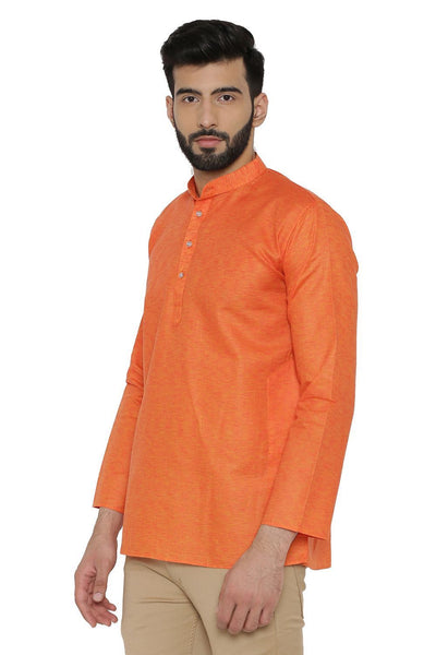 Cotton Silk Blend Orange Kurta Shirt