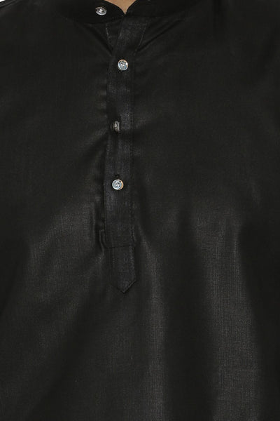 Cotton Silk Blend Black Kurta Shirt