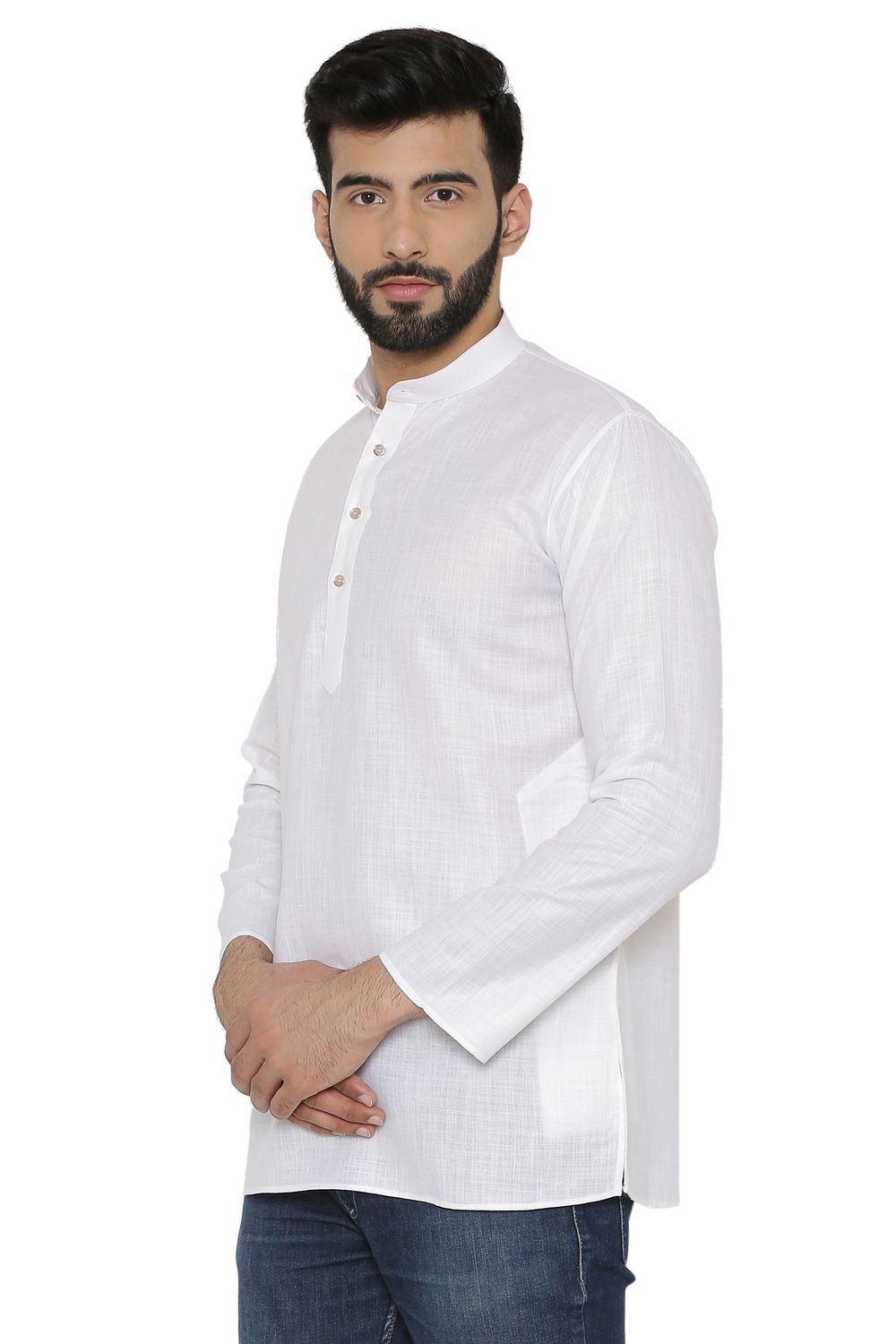 Cotton Silk Blend White Kurta Shirt