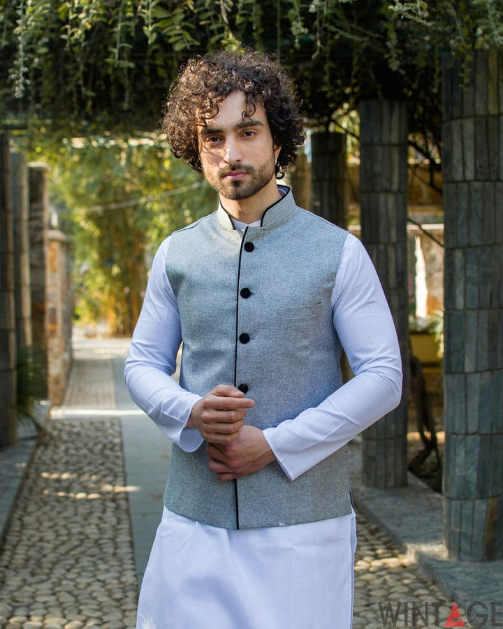 Rayon Grey Modi Nehru Jacket