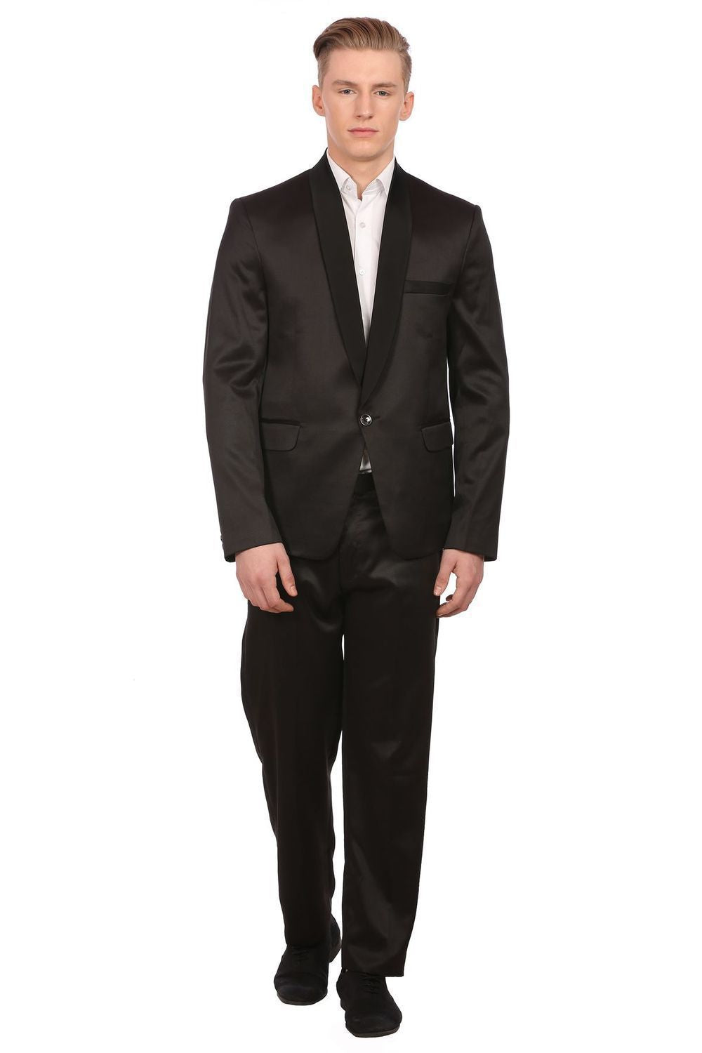 Poly Blend Black Tuxedo Suit