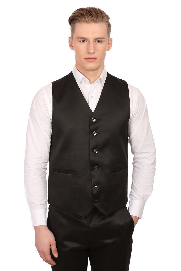 Poly Blend Black Tuxedo Vest