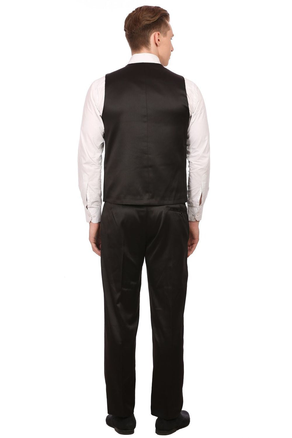 Poly Blend Black Tuxedo Vest and Pant Set