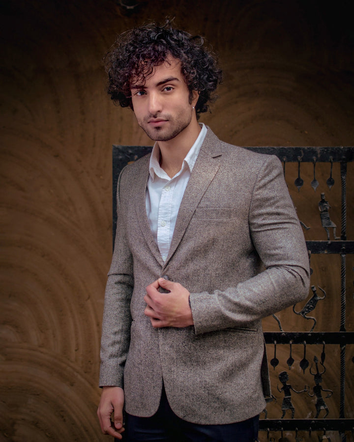 Tweed Wool Grey Blazer