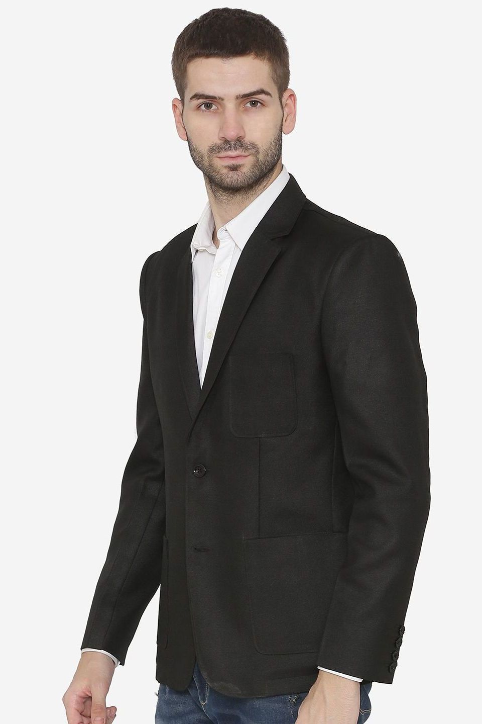 Polyester Cotton Black Blazer