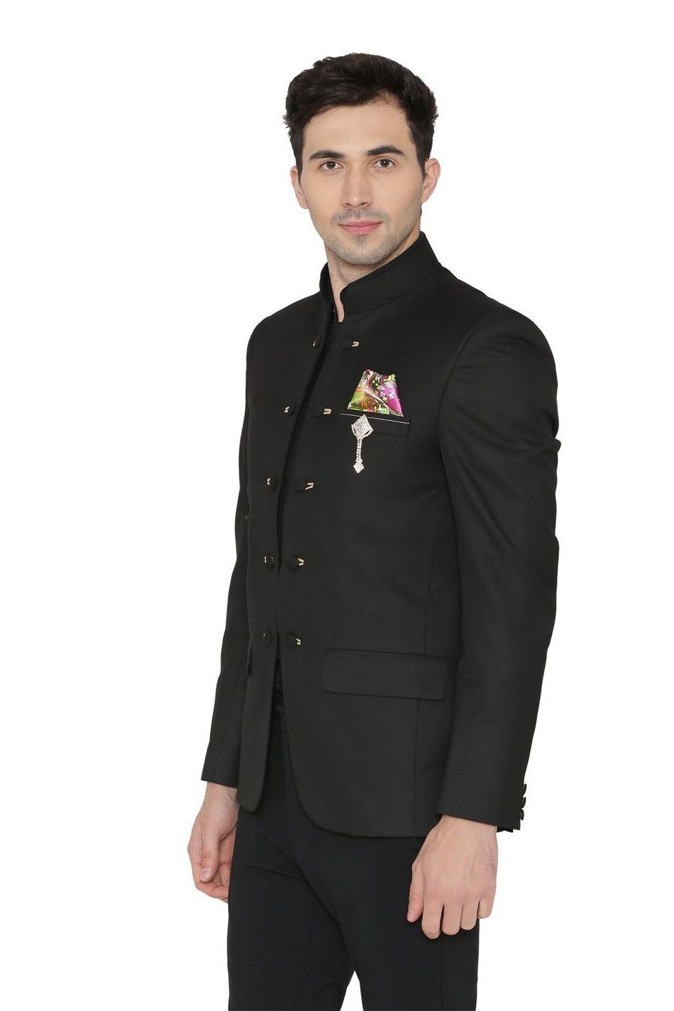 Polyester Cotton Black Bandhgala