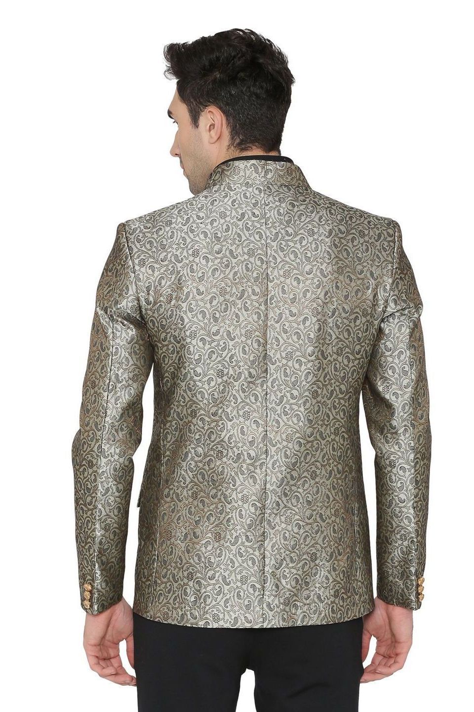Banarsi Rayon Cotton Grey Bandhgala