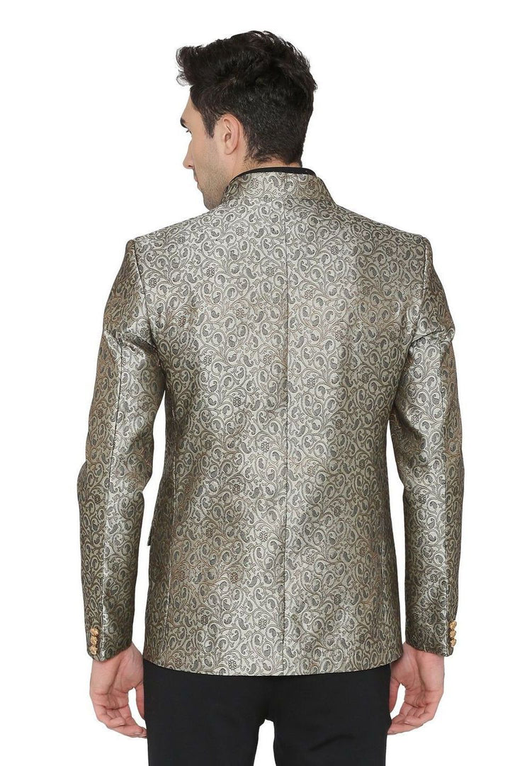 Banarsi Rayon Cotton Grey Bandhgala