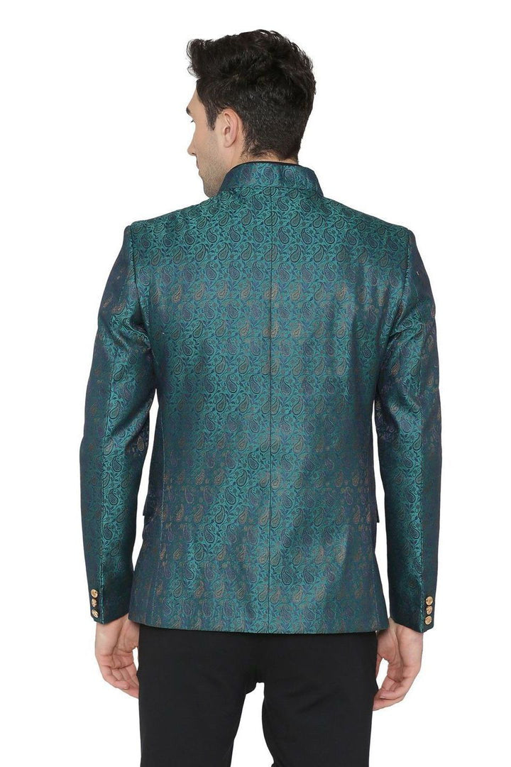 Banarsi Rayon Cotton Green Bandhgala
