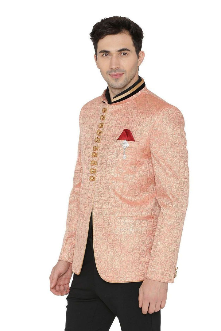 Banarsi Rayon Cotton Pink Bandhgala