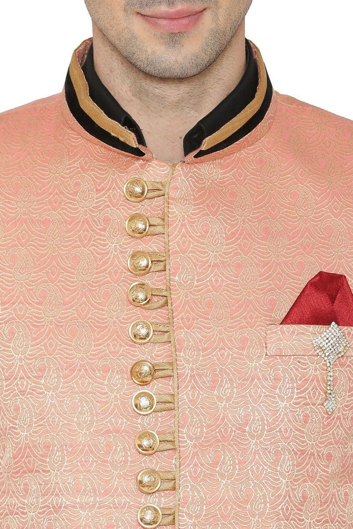 Banarsi Rayon Cotton Pink Bandhgala