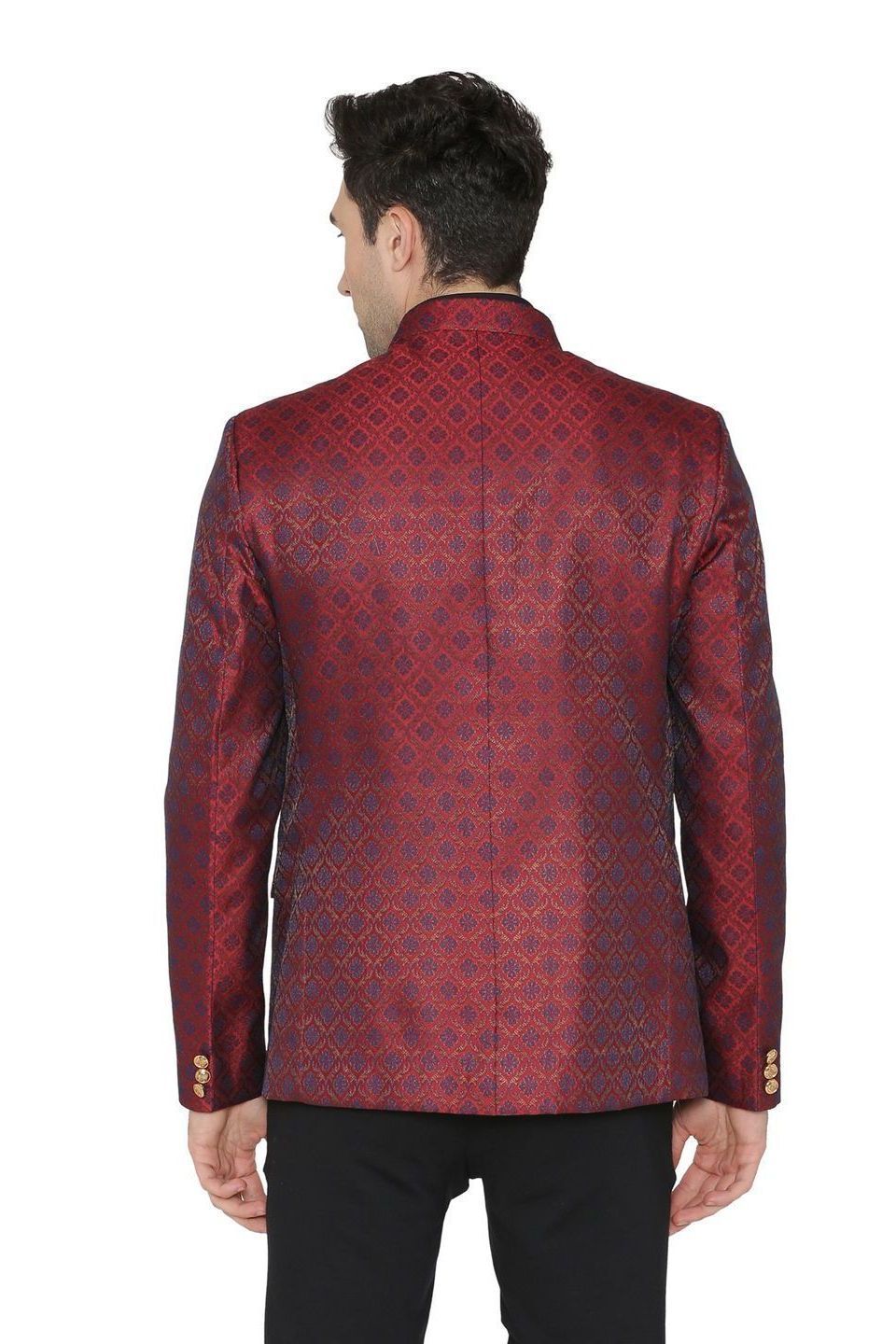 Banarsi Rayon Cotton Maroon Bandhgala