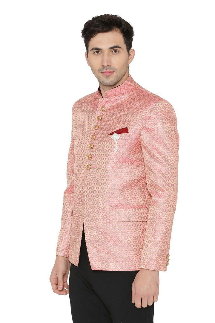 Banarsi Rayon Cotton Pink Bandhgala