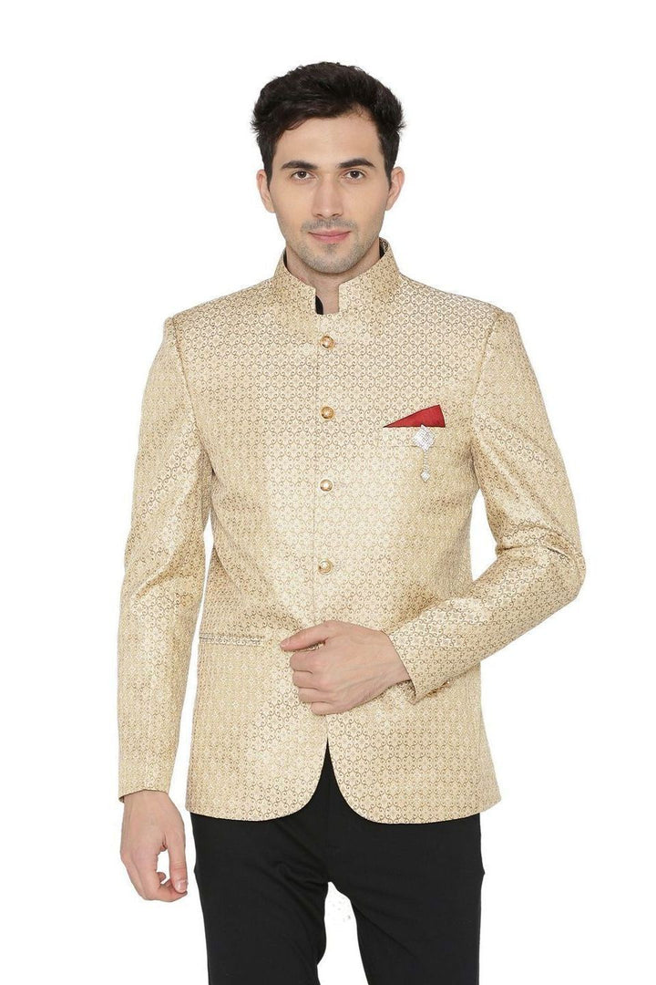 Banarsi Rayon Cotton Gold Bandhgala